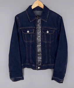 Authentic DOLCE & GABBANA Y2K Crystals Beaded Denim Jacket Navy Blue Size S - Bild 1 von 15