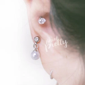 20g 16g Pearl tragus ear stud, Helix conch cartilage Tragus Labret bar(optional) - Picture 1 of 7