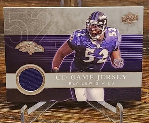 Camisetas de juego Upper Deck 2008 Ray Lewis #udgj-rl bal Ravens Salón de la fama Juego Usado Muestra - Imagen 1 de 2