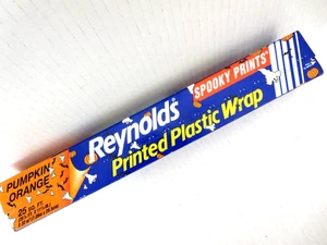 De colección 1998 REYNOLDS Impreso Plástico Envoltura Calabaza Naranja Halloween Sellado EE. UU. - Imagen 1 de 17