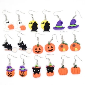 Pumpkin Cat Hat Dangle Earrings Jewelry Halloween Earrings for Women Girls - Bild 1 von 17