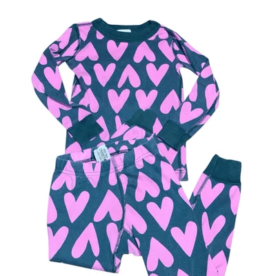 Hanna Andersson heart printed pajama set size 4T 100cm organic cotton #752 - Image 1 of 4