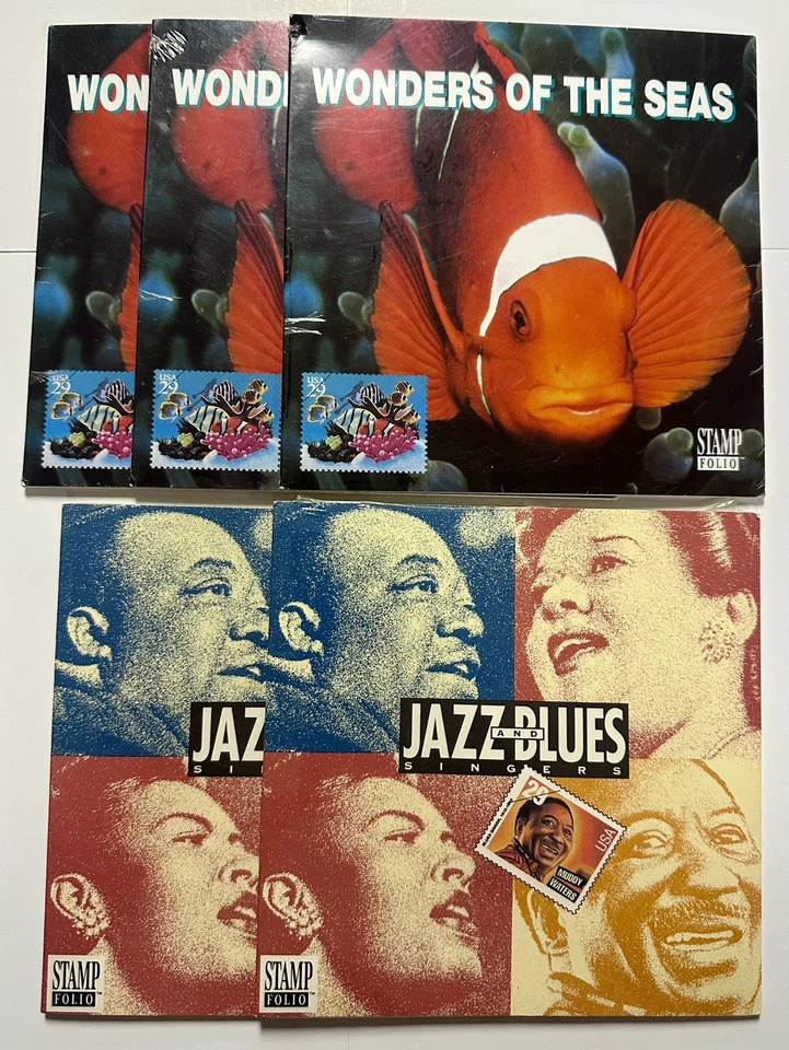 Jazz and Blues And Wonders Of The Seas Sealed Stamp Folio Lot USPS 29¢ Postage - Image 1 of 1