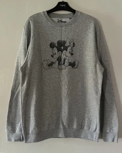 Disney Mickey & Minnie Mouse Light Grey Sweatshirt Size 12 - Picture 1 of 4