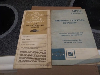 Chevrolet/Corvette/Camaro 1972 original/plan de protección Chevelle/manual de emisiones Foto 1 de 2