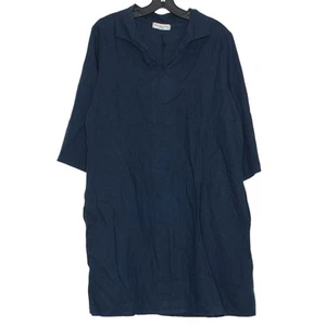Nuevo con etiquetas Vestido Terzo Millennio Manga 3/4 Lino Minimalista Cambio Italia Azul Grande - Imagen 1 de 6