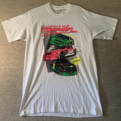 复古 Days of Thunder 电影衬衫 T 霓虹白色 NASCAR 赛车 Tom Cruise — 第 1/4 张图片