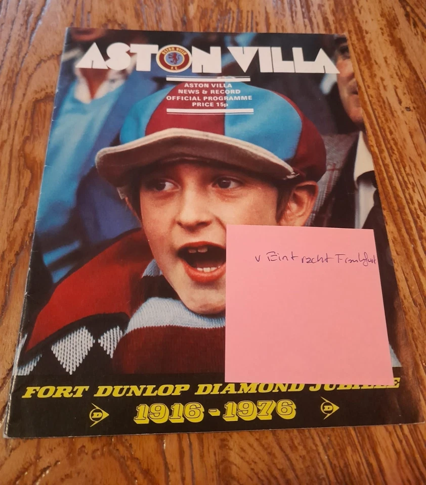 1976 Aston Villa – Eintracht Frankfurt - Freundschaftspiel * Programm - Bild 1 von 1