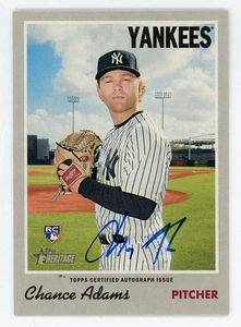 2019 Topps Heritage CHANCE ADAMS ROOKIE New York Yankees AUTO Insert MINT - Picture 1 of 1