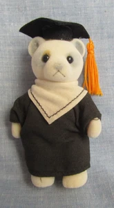 VINTAGE FLOCKED TEDDY BEAR  CHRISTMAS ORNAMENT GRADUATION - Picture 1 of 4