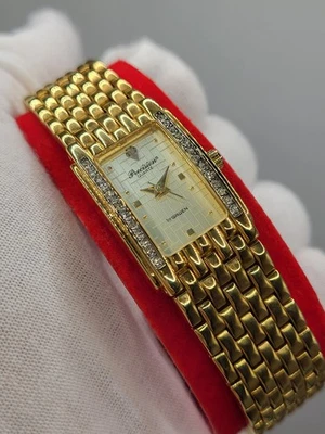 [COMO NUEVO] Reloj Precision By Gruen Dimond Bisel Cuarzo Dorado Damas Mujer 7.8" Foto 1 de 4