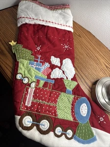 Pottery Barn Kids Christmas Quilted Red Train Stocking No Mono - Picture 1 of 7