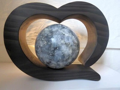 Tierurne Urne 1-35 kg Herz Kugel Holz schwarz silber grau Katze Hund 1,7 L neu - Bild 1 von 4