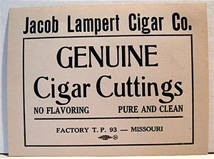 Cigarro Jacob Lampert Weisert etiqueta de tabaco antiguo St. Louis - Imagen 1 de 1