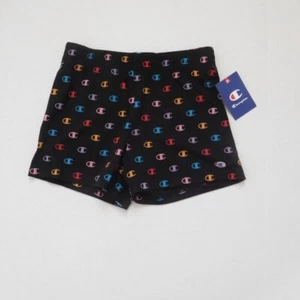 NWT Girls Champion Black Colorful Logo Sport Shorts sz L 14 - Picture 1 of 1