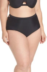 CHROMAT Black High Waist Strappy Cut-Out Full Bikini Bottoms XXL = 16-18 1X NEW - Picture 1 of 12