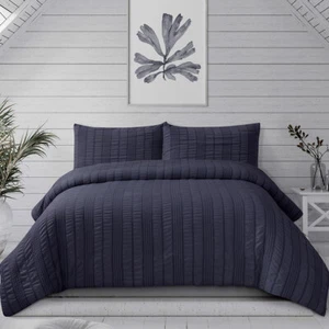 Sommer Indigo Seersucker Stripe Quilt Cover Set by Ardor
