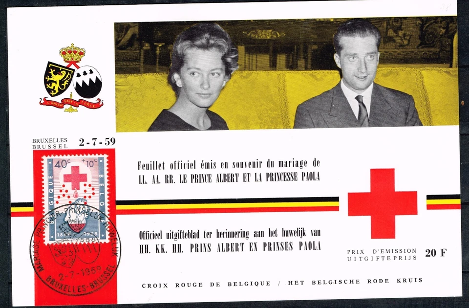 Belgium Medicine Red Cross Royal Family stamp on postcard FDC 1959 - Image 1 of 1