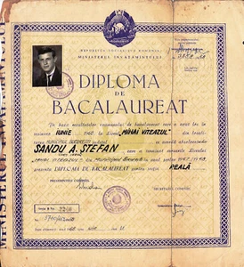 Rumania, 1968, diploma de bachillerato vintage - escuela secundaria ""Mihai Viteazul - Imagen 1 de 2