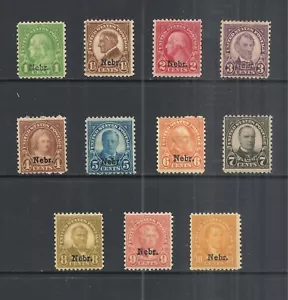U.S. SCOTT 669 - 679 MH SET - 1929 NEBRASKA OVERPRINT ISSUE CAT $265.25 - Picture 1 of 2