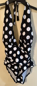 LA BLANCA Island Goddess Multi-Strap Cross-Back One Piece SWIMSUIT B/W 12 New - Picture 1 of 13