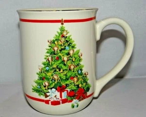 Otagiri CHRISTMAS TREE Gibson Greeting Cards Ivory Stone Holiday Porcelain Mug  - Picture 1 of 5