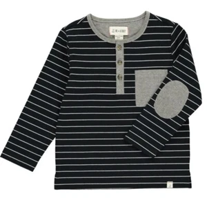ME & HENRY  Henley Stripe L/S Shirt - Black/Gray -  NWT Boys 8/9 - Picture 1 of 2