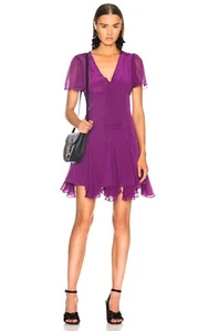 CINQ À SEPT Annali Knotted Silk Crepe De Chine Mini Dress Amethyst Violet 8 NWT - Picture 1 of 18