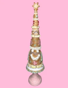 Rosa Verde Tostado Pan de Jengibre Glaseado Azúcar 13" Resina Caramelo ÁRBOL DE NAVIDAD Nuevo Con Etiquetas - Imagen 1 de 5