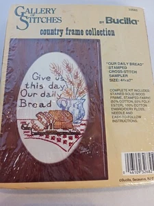 Bucilla Gallery of Stitches Country Frame Cross Stitch Kit Our Daily Bread Wood - Picture 1 of 3