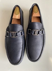 Louis Vuitton Hockenheim Driving Mokassin Halbschuhe Schwarz Kiesel Leder Größe 6 - Bild 1 von 10