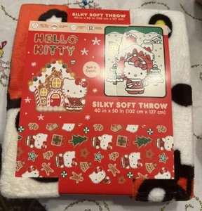 Hello Kitty Silky Soft Throw Blanket 40" X 50" Soft and Cuddly Christmas Theme - Picture 1 of 3