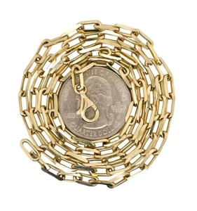 14k Solid Yellow Gold Square Link Chain Necklace 4 MM, 24 in 21.2 Grams - Picture 1 of 7