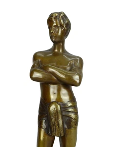 Bronze Skulptur nach CARTINET Ringer Junger Mann Athlet männlicher Halbakt - Bild 1 von 14