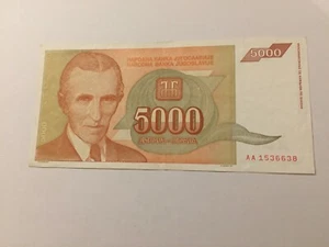 Billet Yougoslavie 5 000 Dinara 1993 - Imagen 1 de 2