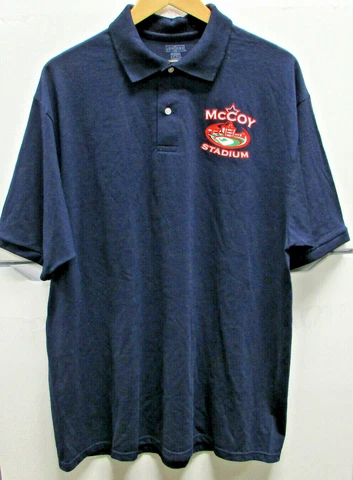 Pawsox, Pawtucket Red Sox Blue McCoy Stadium  2 Button Polo Shirt Size Large New Cover