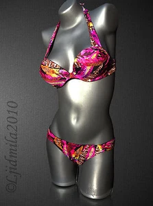Victoria’s Secret Feather Bombshell Add 2 Cups Ruched Side Bikini Set 36C/S US - Picture 1 of 6