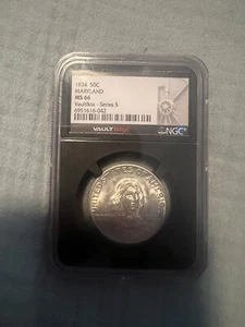 1934 50c Maryland Commemorative Half Dollar - VAULTBOX - NGC MS 66 - - Picture 1 of 2