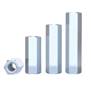 Dadi di accoppiamento asta esagonale barra perno dado lungo - zincato M6 M8 M10 M12 M14 M16 M20 - Foto 1 di 10