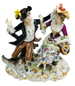 Ernst Bohn & Söhne Capodimonte Spitzenfigur Paar mit Schaf & Hund Germany lesen - Bild 1 von 23