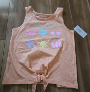 NWT Garanimals Girls Knotted Tank Tee Shirt Top 7 Summer Fish Crab Sunglasses - Picture 1 of 5