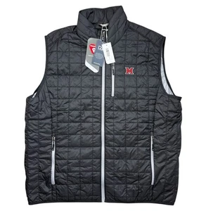 NEW Miami Ohio RedHawks $179 MSRP Men’s Cutter & Buck Black Rainier Down Vest XL - Picture 1 of 13