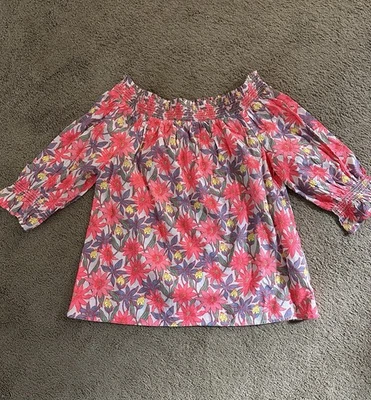 VINEYARD VINES  Womens Pink Floral Lightweight Off the Shoulder; Size Large - Image 1 of 4