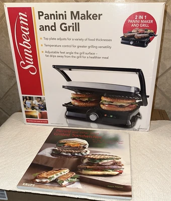 Sunbeam CKSBPM5020 2-Slice Panini Sandwich Maker & Grill w/ Extra Recipe Book - Image 1 of 4