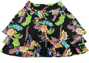 Falda Lauren Ralph Lauren Floral en Niveles Midi Talla 16 Volantes Paisley Dinero Antiguo - Imagen 1 de 7
