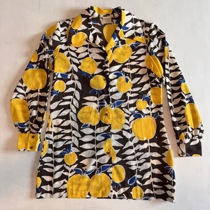 Vintage Rhoda Lee 60s 70s Shirt Button Up Disco Groovy Retro Lemons Peaches - Picture 1 of 14