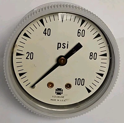 US Gauge 4X515 Air Pressure Gauge, 0-100 Psi 1/4" Npt Back Rear Mount, New, USA - Image 1 of 4