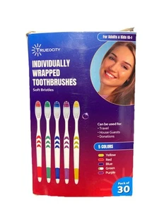 🪥Bulk Toothbrushes - 30 Pack, Individually Wrapped, Medium Bristle, Multi-Color - Picture 1 of 3