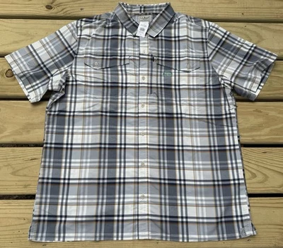 L.L. Bean Shirt Men's L Plaid SunSmart Cool Weave Woven Short Sleeve - Image 1 of 4