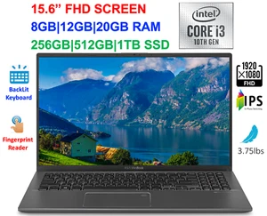 2020 ASUS VivoBook 15.6" FHD Laptop Intel i3-1005G1,Up to 3.4 GHz, 20GB RAM &1TB - Imagen 1 de 5
